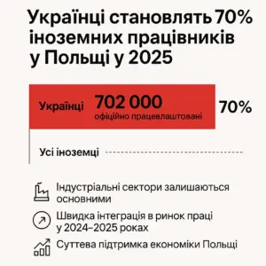 Українці становлять 70% іноземних працівників у Польщі у 2025: що відомо