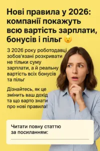 Зарплата по-новому: з 2026 року роботодавці покажуть повну вартість доходу